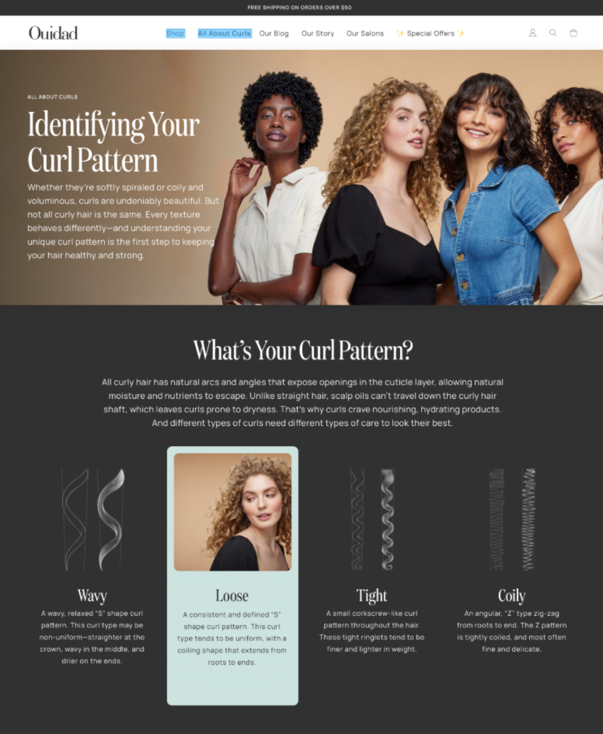 Ouidad rebranded homepage